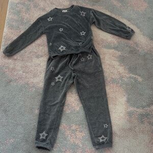 Splendid Gray Velour Star Sweats Set